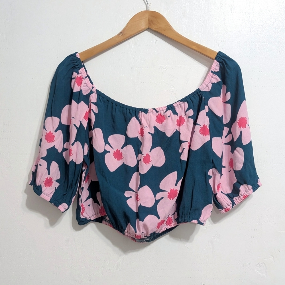 NWT New Ava Sky Fighting Eel Colin Top Aquamarine Zinnia shirt blouse